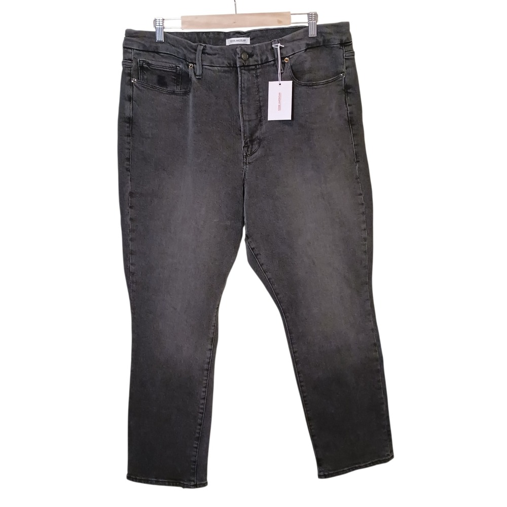 Good American Good Legs High Rise Skinny Jeans Black GL625T Womens 18 NWT